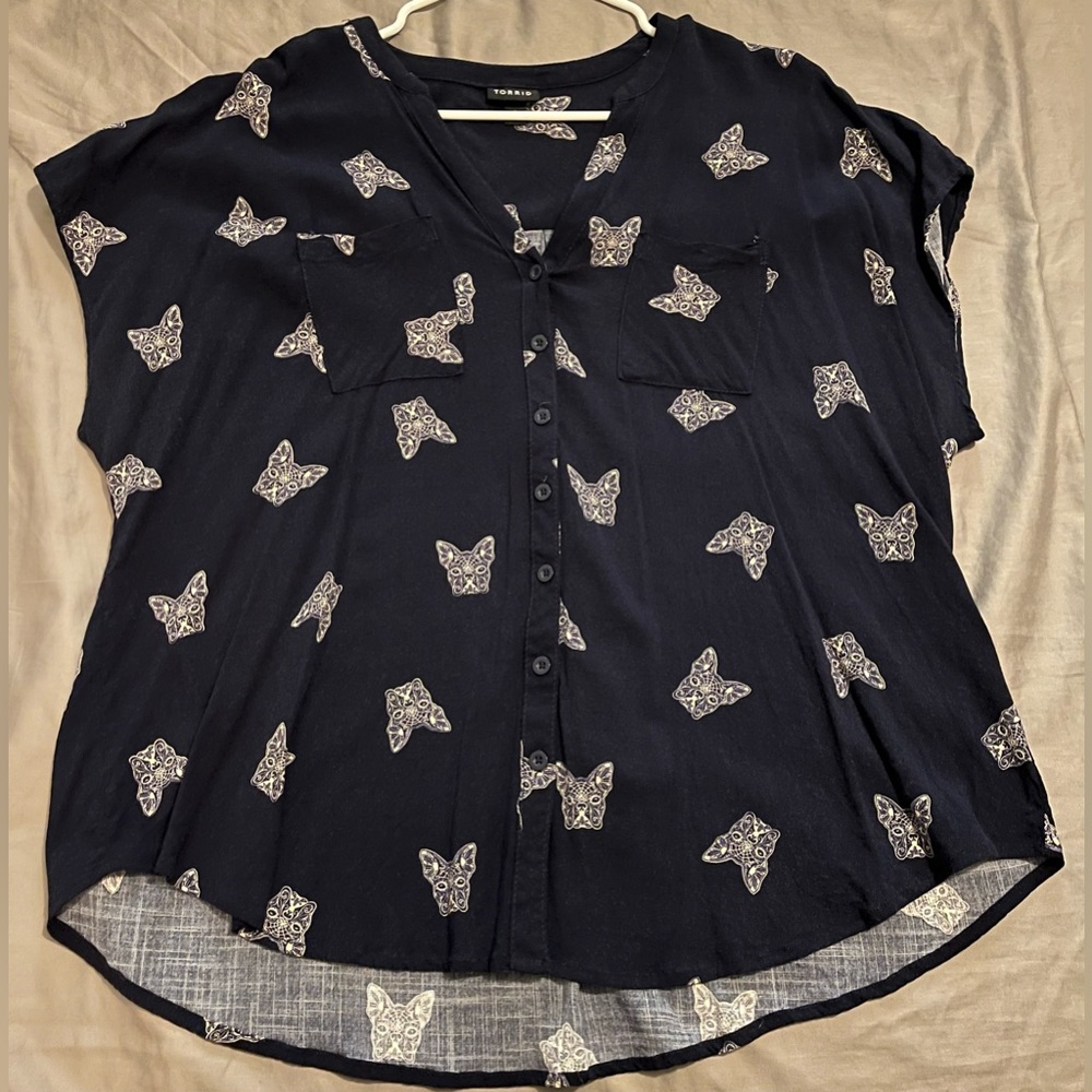 Torrid French Bulldog/Boston Terrier Blouse